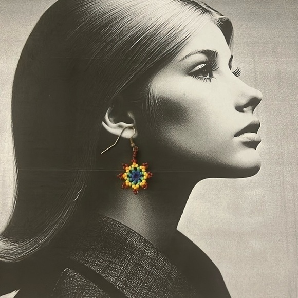 3 pairs of Boho Hippie Quirky Handmade Earrings- Beaded & Crochet Colorful Wood - Picture 5 of 6